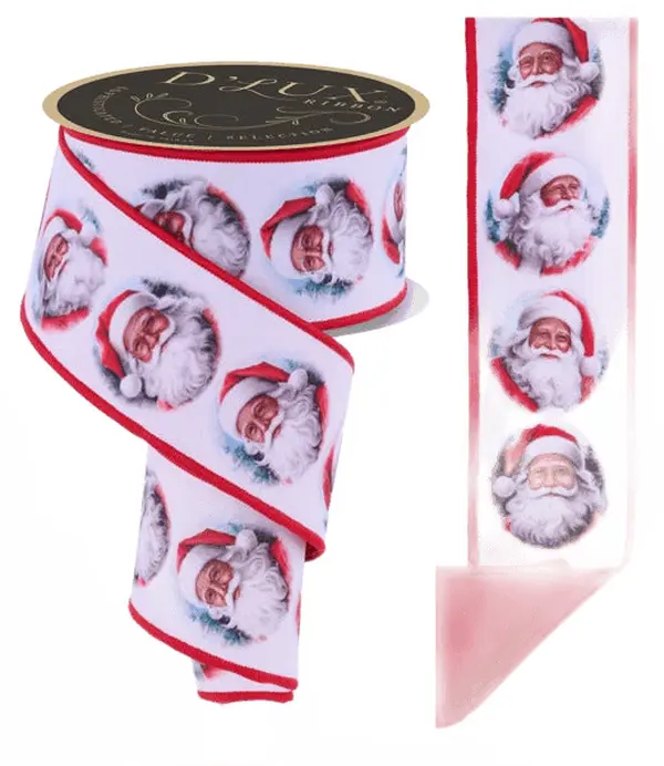 2.5" x 10yd D'Lux Santa Ribbon w/ Red Fused Backing