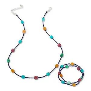 Mine Finds by Jay King Multigemstone Bead Necklace and Stretch Bracelet 2-piece Set