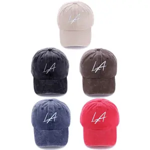 LA (Los Angeles) Embroidered Vintage Washed Cap Hats