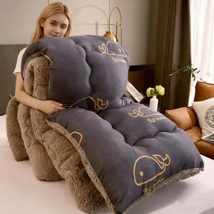 1pc Quilt, Navy Blue Whale print Thickened Quilt lnsert, Double-sided Fleece  Quilt, Four-Season Use, Single/Double Bedding, Dormitory & Home Warm Bedding, Fluffy Comfort & Easy Care