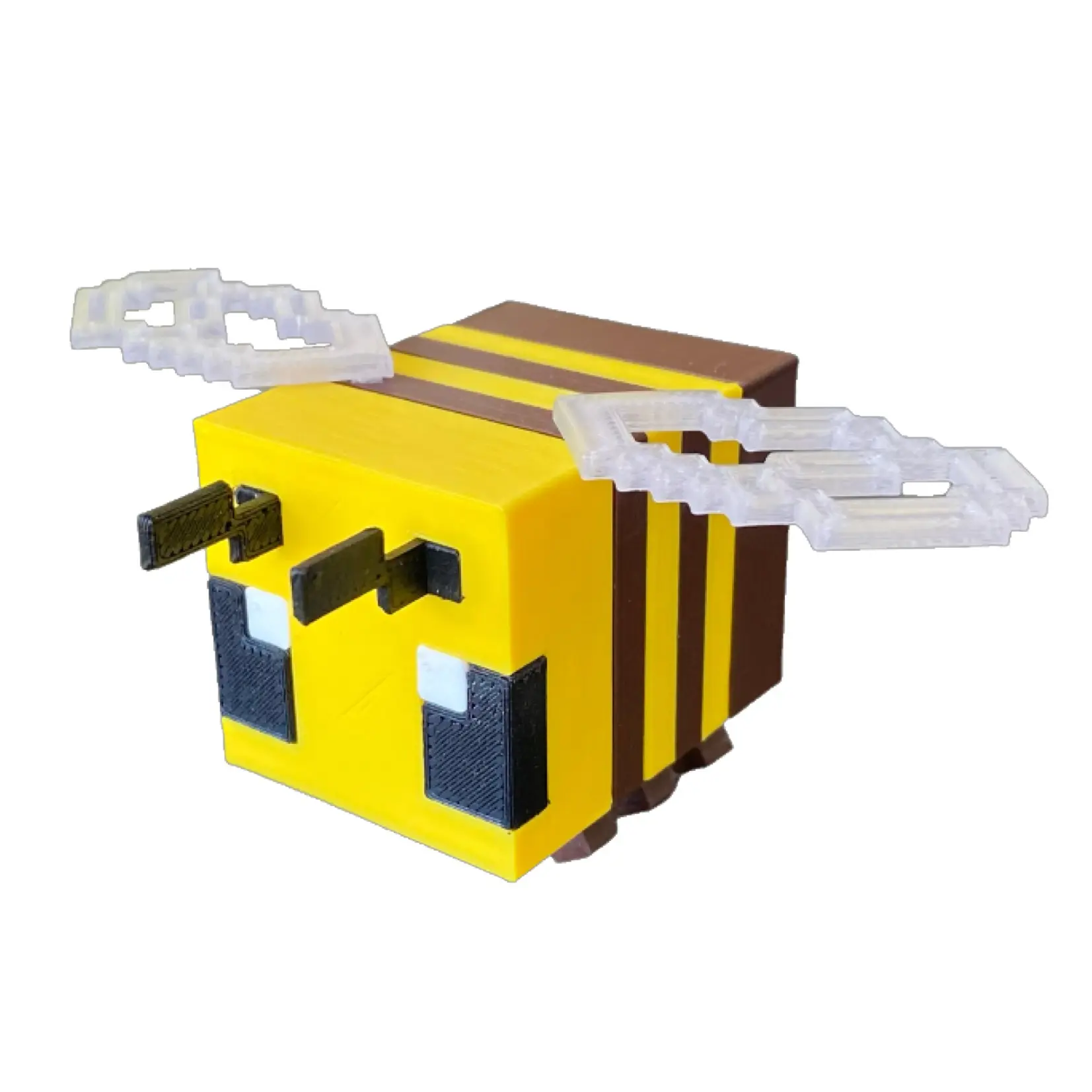Pixelated Bee with Stand or Flower Adapter - Perfect for Minecraft Fans' Desks or Offices animal figurine