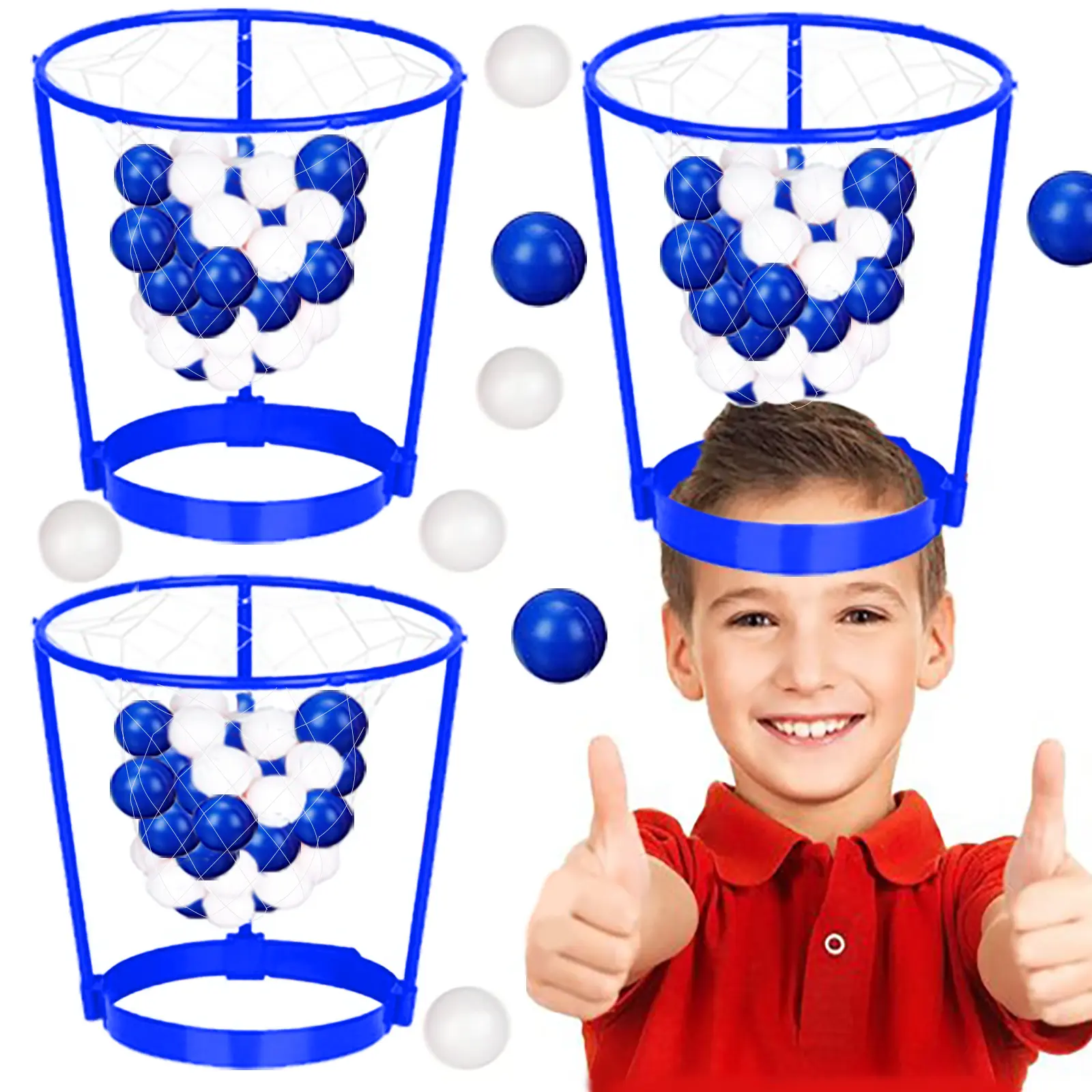 2 Sets Adjustable Blue Basketball Net Head Hoops Game Set - Carnival Parties Supplies, Christmas Sports Decor, White Elephant Exchange Gag Gifts (Toys & Hobbies, Classic & Novelty Stress Relief Toys)