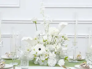 A8963 2pcs White Floral Arrangement Table Flower Aisle Wedding Event Decor Supplies
