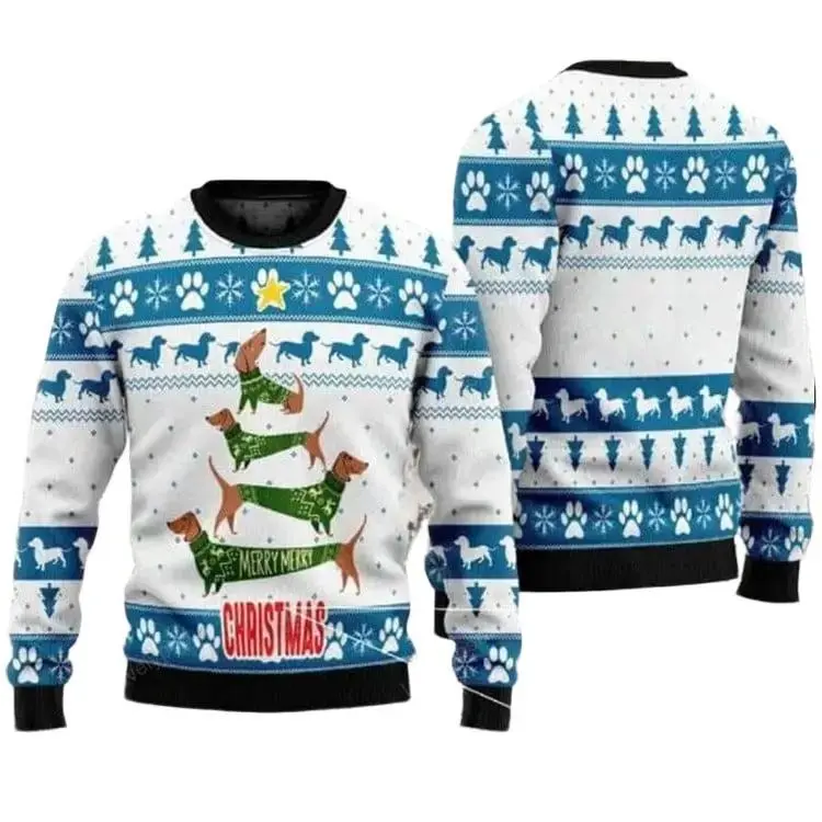 Cute Dachshund Christmas Tree Ugly Sweater, Dachshund Christmas sweatshirt, Ugly Sweater Christmas Gift