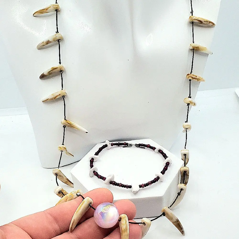 Shikon Jewel Necklace and Bracelet of Subjugation Set - Handmade Anime Inspired Accessory with Unique Design and Fan Favorite Gift Idea