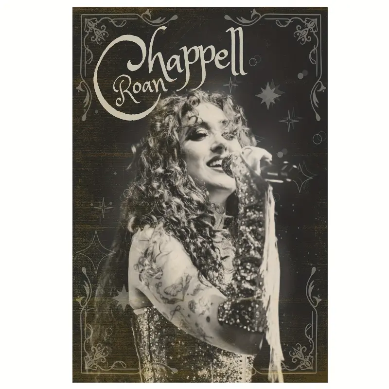 1pc Chappell Roan retro Style Wooden Frame Black and White Canvas Art Print,,Digital Phone Wallpaper,Bedroom,Living Room,Hallway Decor