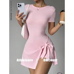 Women's Fashionable Outdoor Yoga Running Pilates Commuting Dating Beach Daily Essential Elastic Sexy Comfortable Casual Short-Sleeved Backless Tummy Control Butt-Lifting Slimming Skin-Toning Waist-Defining Youthful Vibrant Workout Dress