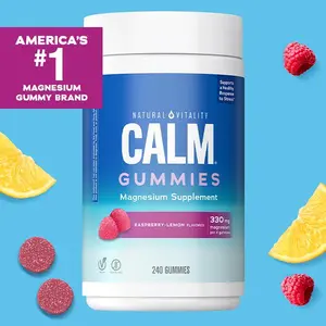 CALM Gummies - With Magnesium - Helps Manage Occasional Stress, Ease Tension & Relax - Raspberry Lemon Flavor - 240 Vegan Gummies