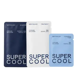 Menthology Super Cool Cooling Solution Hair Care Set - Shampoo 6ml, Treatment 6ml, Cleansing Foam 3ml, Travel Kit for Scalp Hydration & Cooling