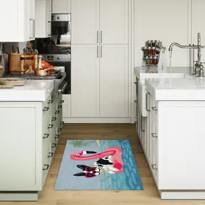 Lush Decor FRONTPORCH Indoor/Outdoor Hand Tufted Synthetic Blend Durable Area Rug - Transitional Graphic Coastal Dog Decorative   (Sit Stay Vacay)