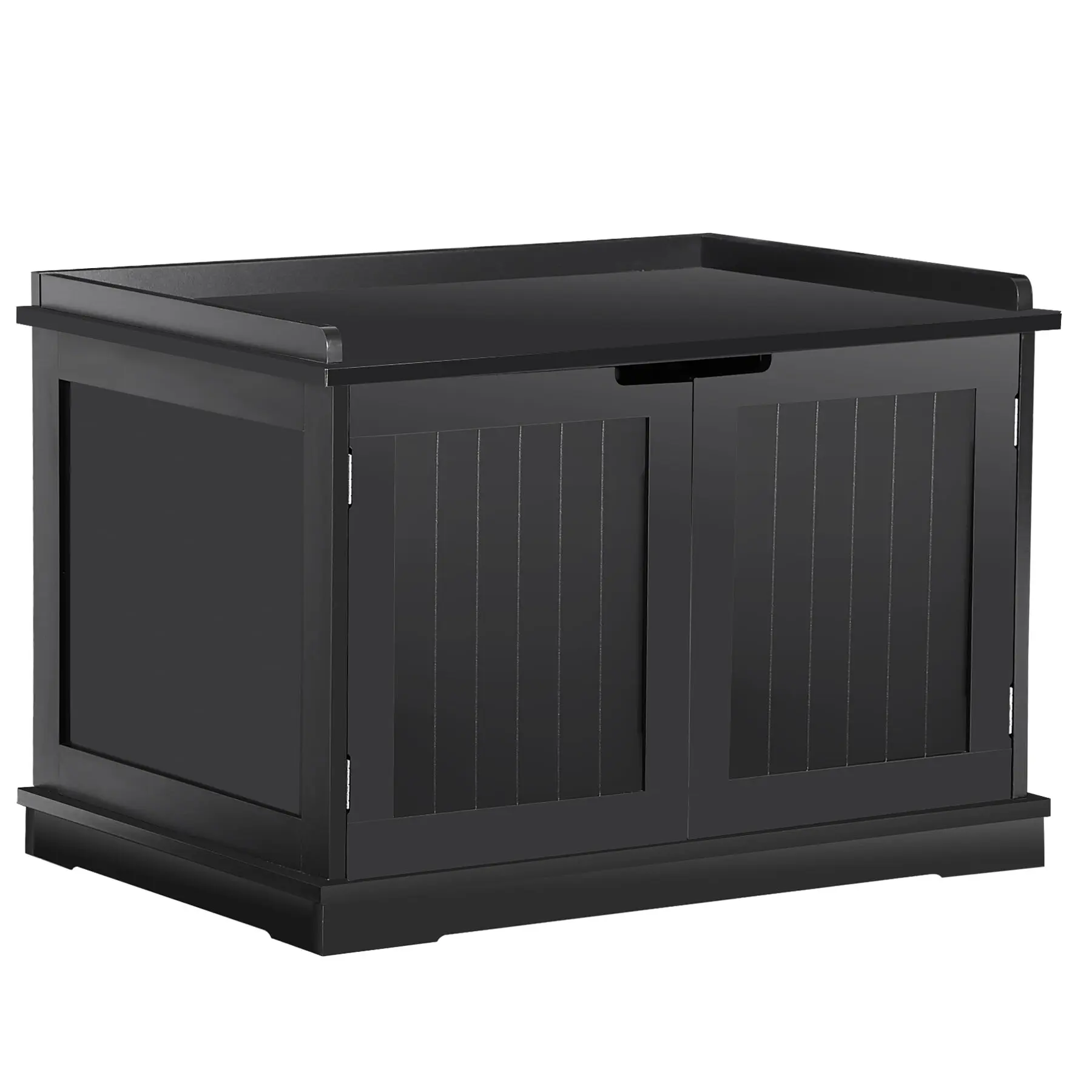 Segawe Double Door Hidden Cat Litter Box Enclosure Storage Cabinet - MDF Wood Frame Cat House, Black Enclosed Kitten Litter Box, Mess-Free Design for Clutter Hiding, Enclosed Litter Box