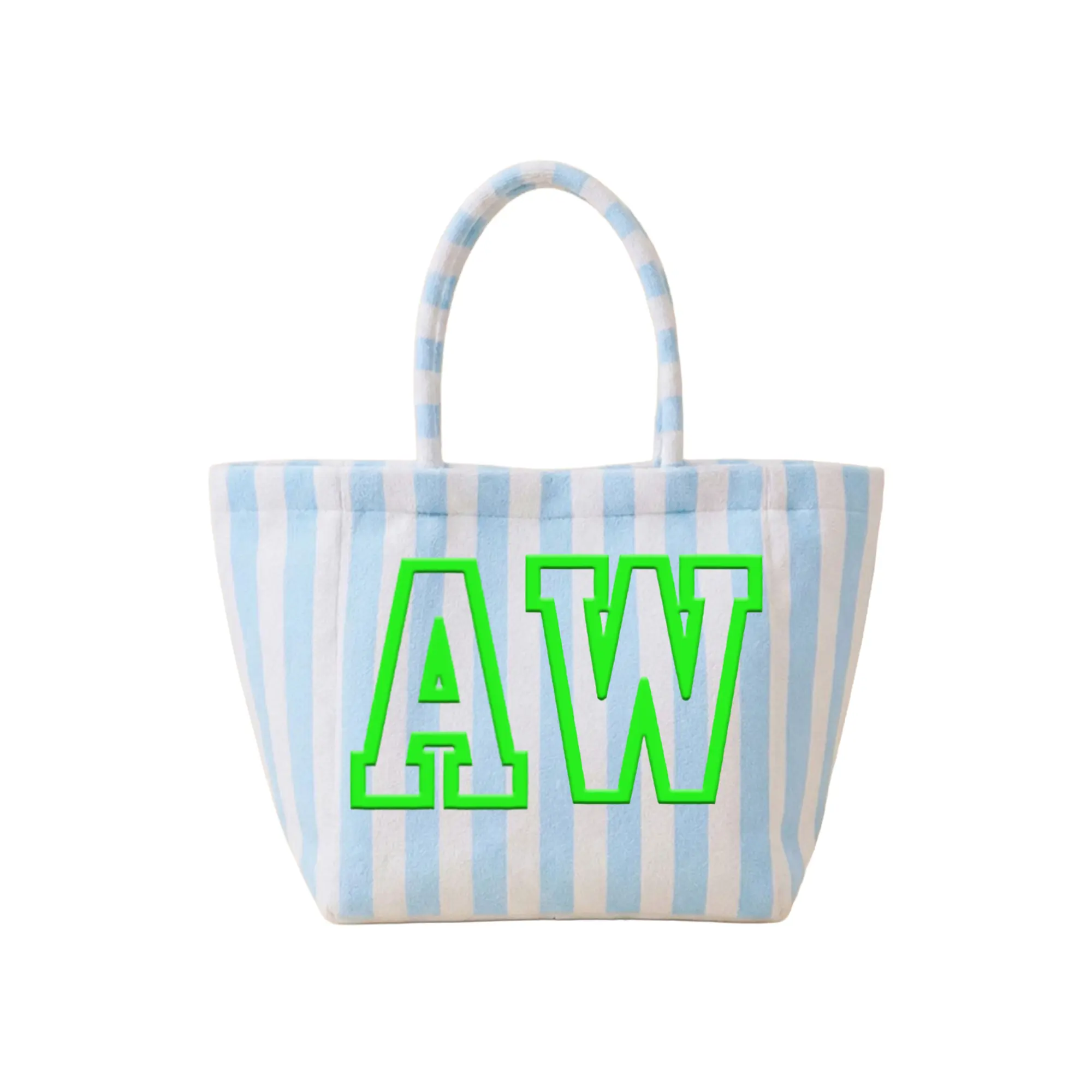 Large Cabana Striped Shoulder Tote Embroidered Initials