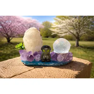 Amethyst and Druzy Geode Freeform Sphere Holder #4
