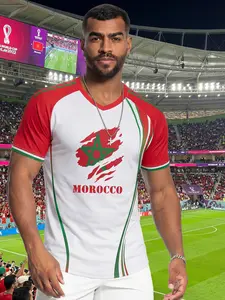 Moroccan Style Football Jersey T-Shirt, Quick-Dry Breathable Moisture-Wicking, Slim-Fitting Sporty Design, All-Season Fan Gear