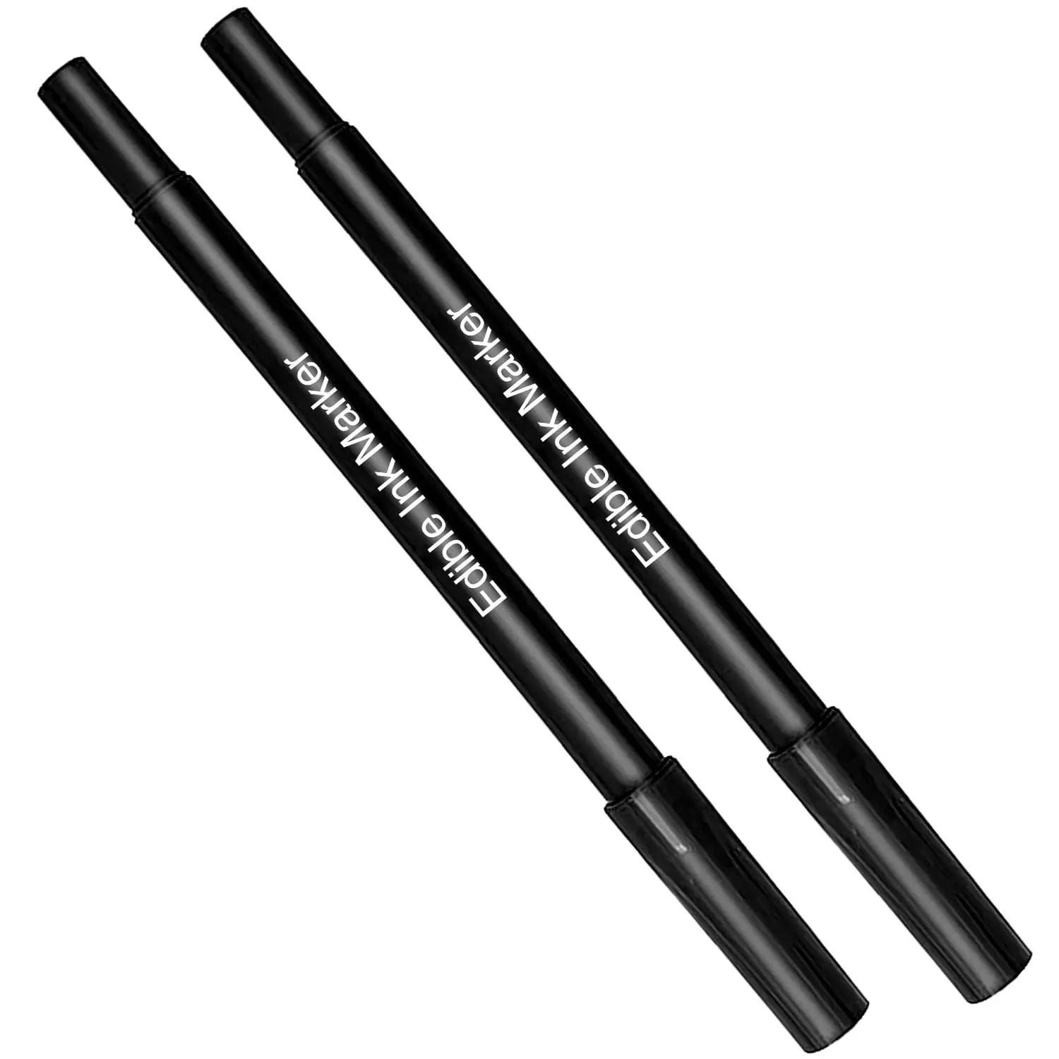 Edible Markers for Cookie Decorating, 2pcs Black Double Sided Extra Fine Tip Edible Pens, Food Grade Food Coloring Marker Pens for Baking Decorating, Fondant, White Chocolate, Frosting, Food Grade