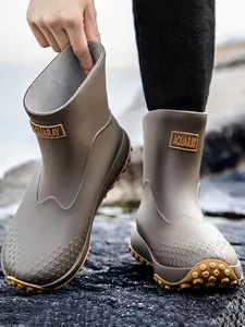 2026 Men's Comfortable and Soft Mid-calf Rain Boots, Pull On Boots, Waterproof and Splash-repellent, Easy to Slip On, Suitable for Garden Work, Fish Pond Fishing, Construction Sites, and Multiple Uses, Footwear