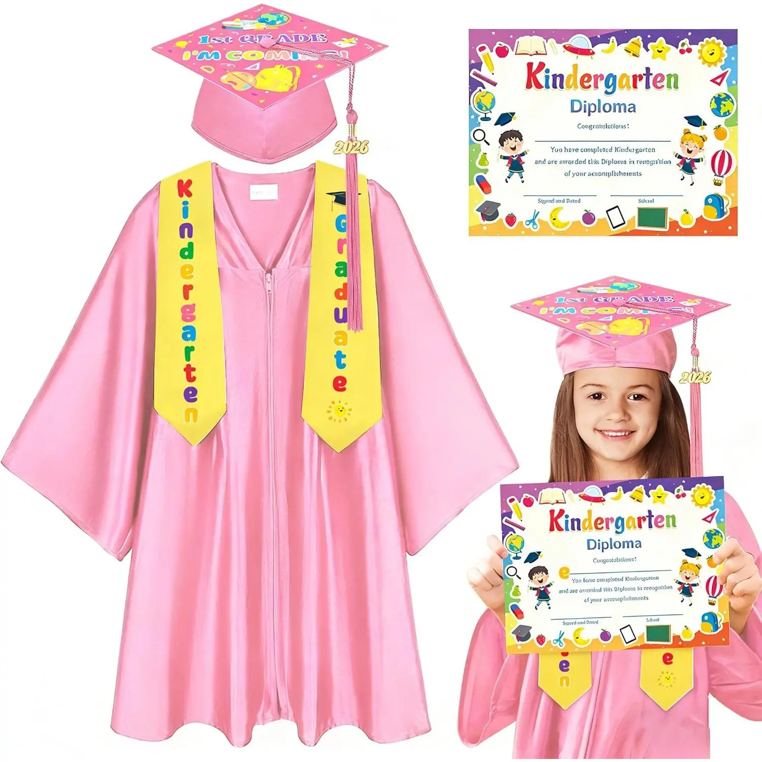 2026  and  Graduation Cap Gown Stole Set With Tassel for  Graduation Gifts