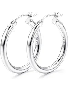 S925 Sterling Silver Post Hoop Earrings, 14k Gold Plated Hypoallergenic Lightweight Hoops, Large Chunky Earrings for Women, Available in Multiple Sizes, Fashionable Hoop Earrings