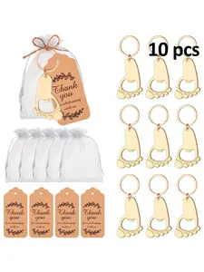 10 Pairs Footprint Keychains Bottle Opener, Perfect Gift for Guests, Unique, Portable and Practical Accessory, Ideal for Parties and Events
