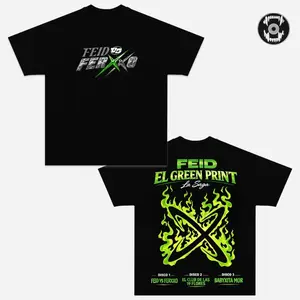 Feid El Green Print La Saga Shirt, Feid Ferxxo Tour 2026 Style Tee, Latin Reggaeton Graphic T-Shirt, Urban Streetwear Concert Outfit, Y2K Neon Flame Aesthetic Shirt, Music Fan Festival Tee for Men Women Unisex