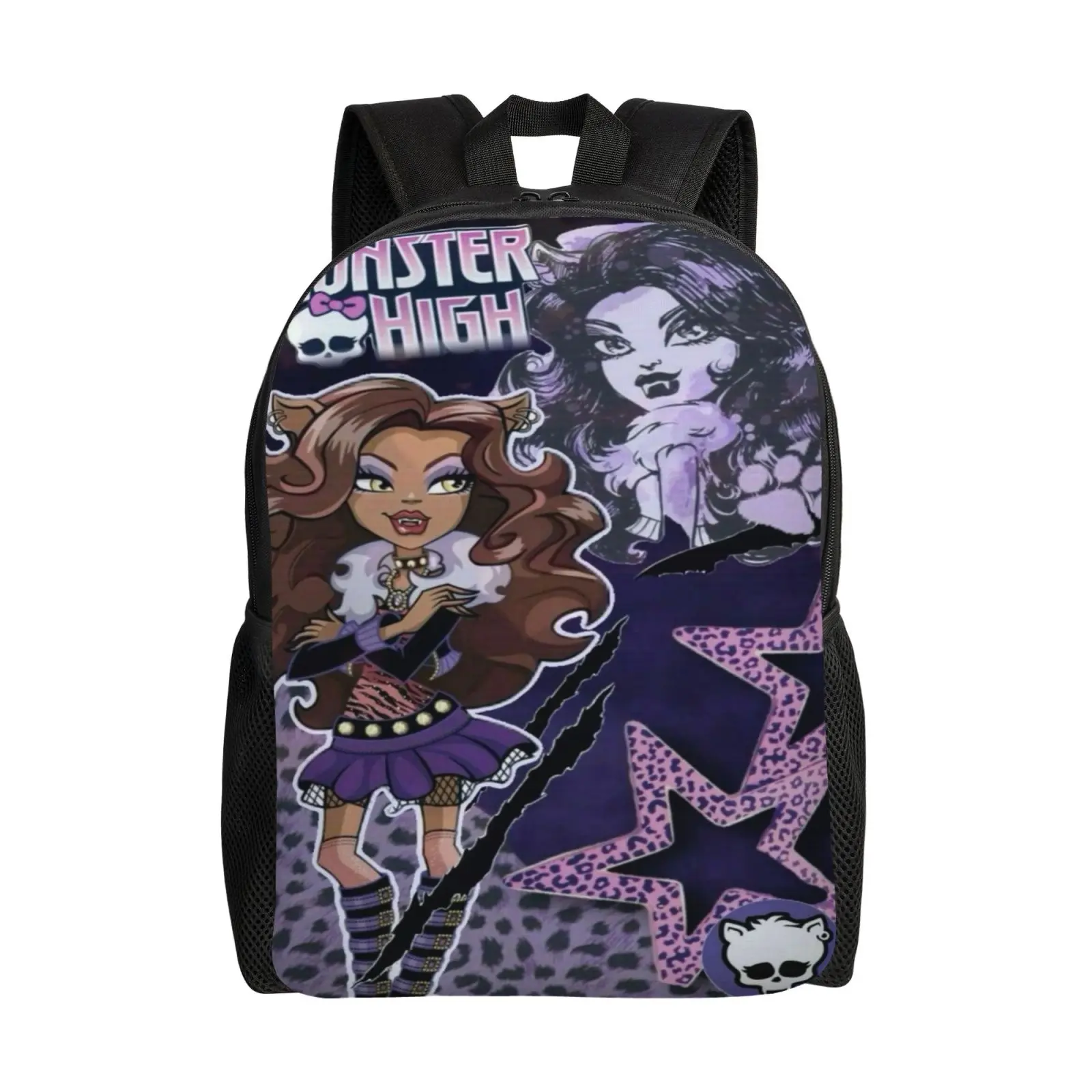 Monster High Leisure Backpack, Large-Capacity Shockproof Laptop Bag with Iconic Look, Fits Power Bank/Textbooks, Ideal for Back to School/Girls’ Travel & Daily Use, Thoughtful Gift Option, Back To School Stuff, Character Print, 17 Inch