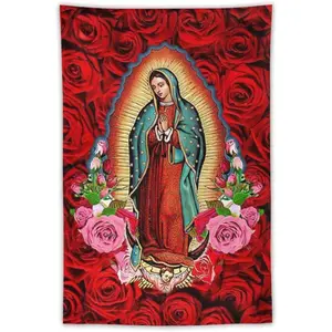 Virgin Mary Our Lady of Guadalupe tapestry for bedroom aesthetic tapestries Room Home Decor wall hanging tapestry - with Wall Hanging Accessories 40x60inch