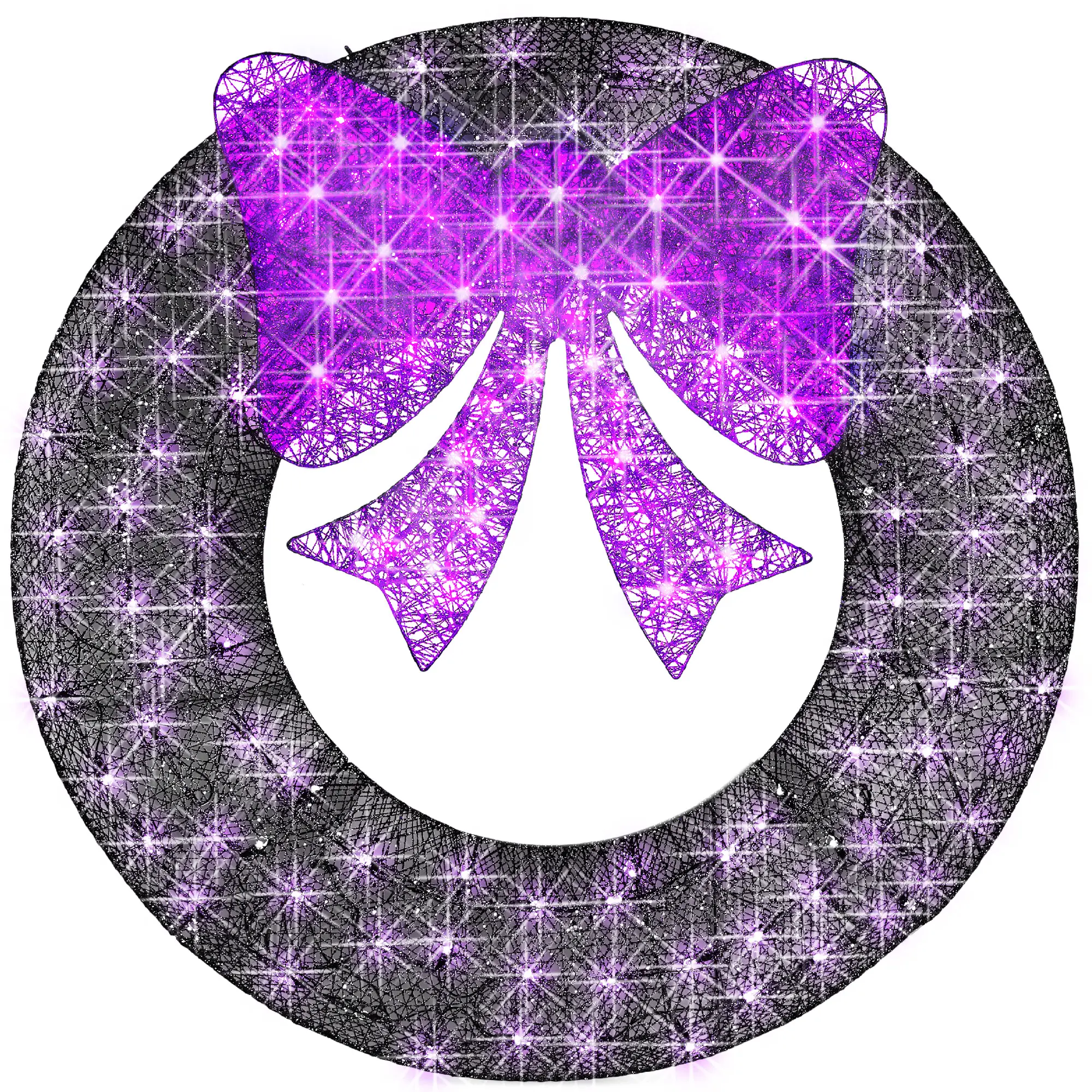 Best Choice Products 36in Pre-Lit Outdoor Halloween Wreath, LED Metal Holiday Decor w/ 120 Lights, Bow - Purple/Black