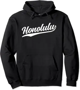 Honolulu Hawaii Cool Retro Script 1970s White Text Pullover Hoodie - Laronstu Shop 24B07ZNSCR7H