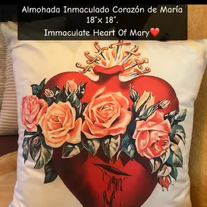Almohada Inmaculado Corazón de María 18"x 18". Immaculate Heart Of Mary️