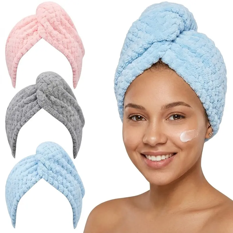 Women's Microfiber Hair Wrap Towel - Thick, Soft, Lightweight, Quick-Drying Water Absorbent Shower Bath Turban, Haircare Tool, Multiple Pack Options, Haircare Gifts, Hair Wrap Towels