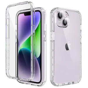 For iPhone 14 Case, 360° Full-Body Protection Heavy Duty Crystal Case with Built-in Screen & Camera Lens Protectors Compatible with iPhone 14 (6.1 inches) - Clear