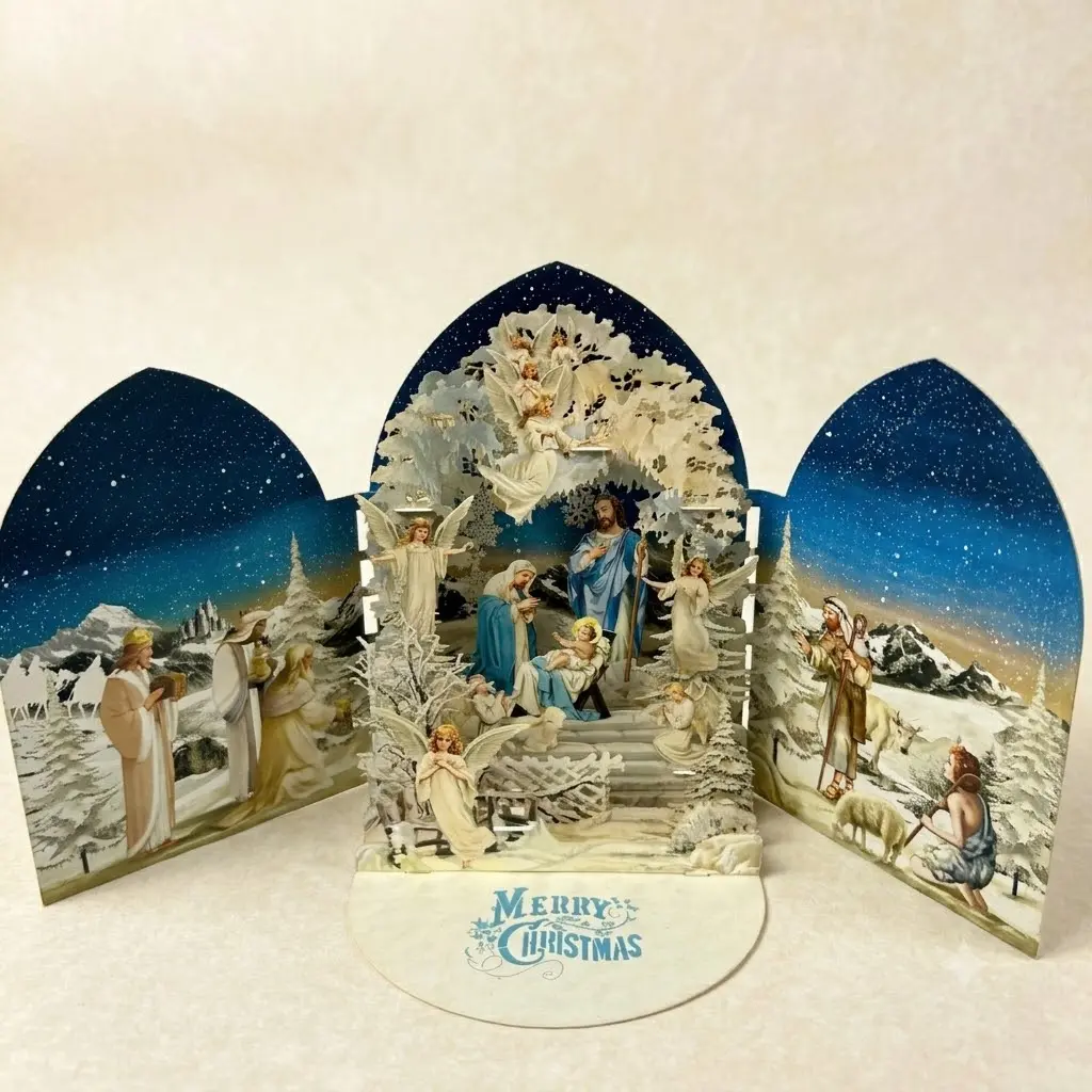 Religious Christmas 3D Greeting Card - Handmade Keepsake Ornament