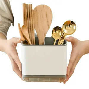 Multi-Functional Draining Cutlery Storage Rack for Kitchen, Utensil Organizer Box with Chopsticks Holder, Spoon Holder for Home Use