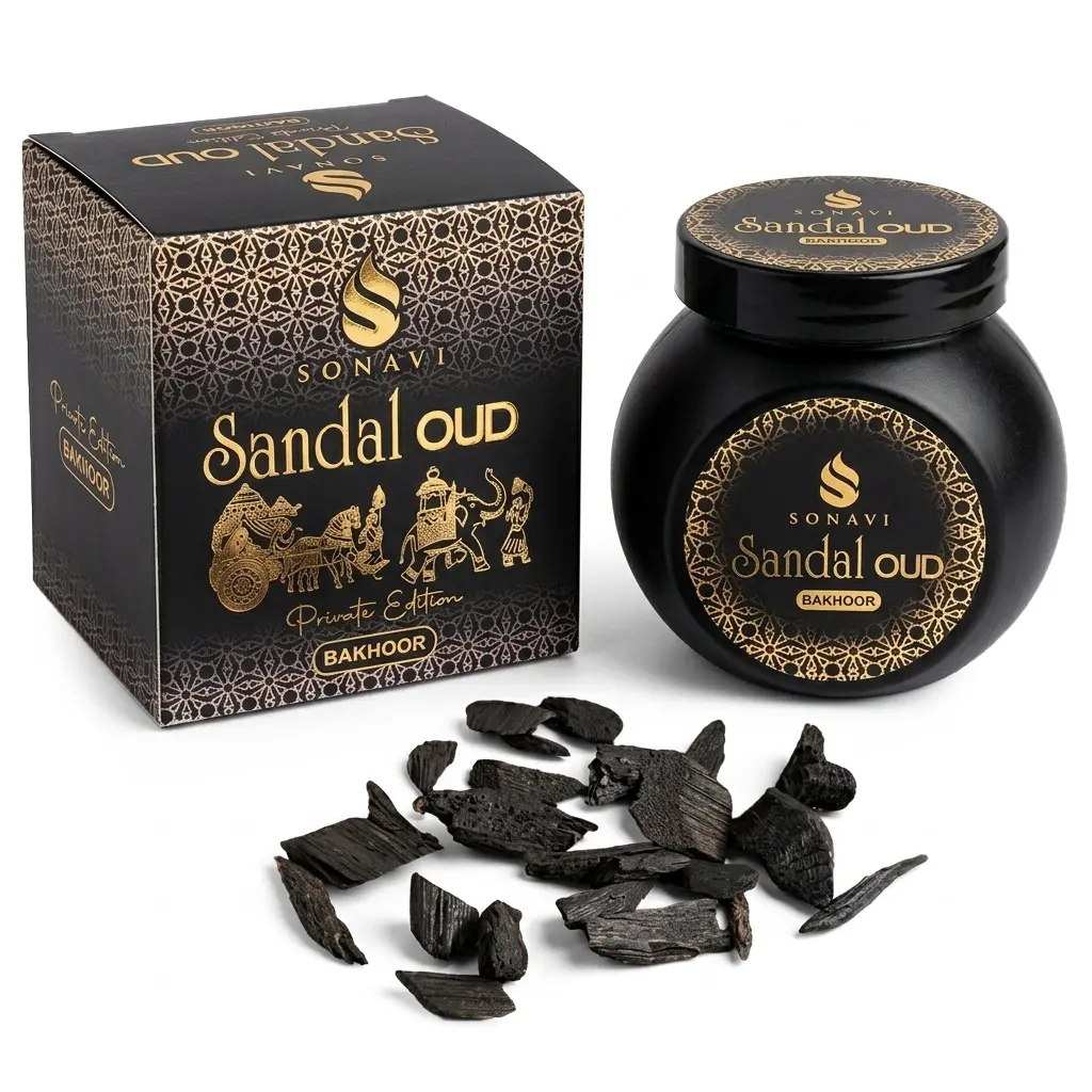 Sandal Oud Bakhoor Incense Chips — Sonavi 40g Grounding Sandalwood Blend