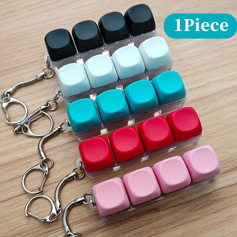Keyboard Stress-Relief Toy Keychain, Fidget Keychain, Creative Keyboard Hanging Decoration, 4-in-1 Button Clicker Toy, Stress Relief Gift, Sensory Fidget Keychain, Novelty Fidget Keyring