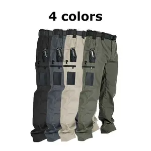 Men's Solid Color Printed Pocket Zipper Waterproof Tactical Work Pants, 200g/m2, Fit Sports Pockets, Autumn Winter Durable Pants, Men's Abrasion Resistant Outdoor Pants, Please place an order according to size chart, Autumn Clothing Men's