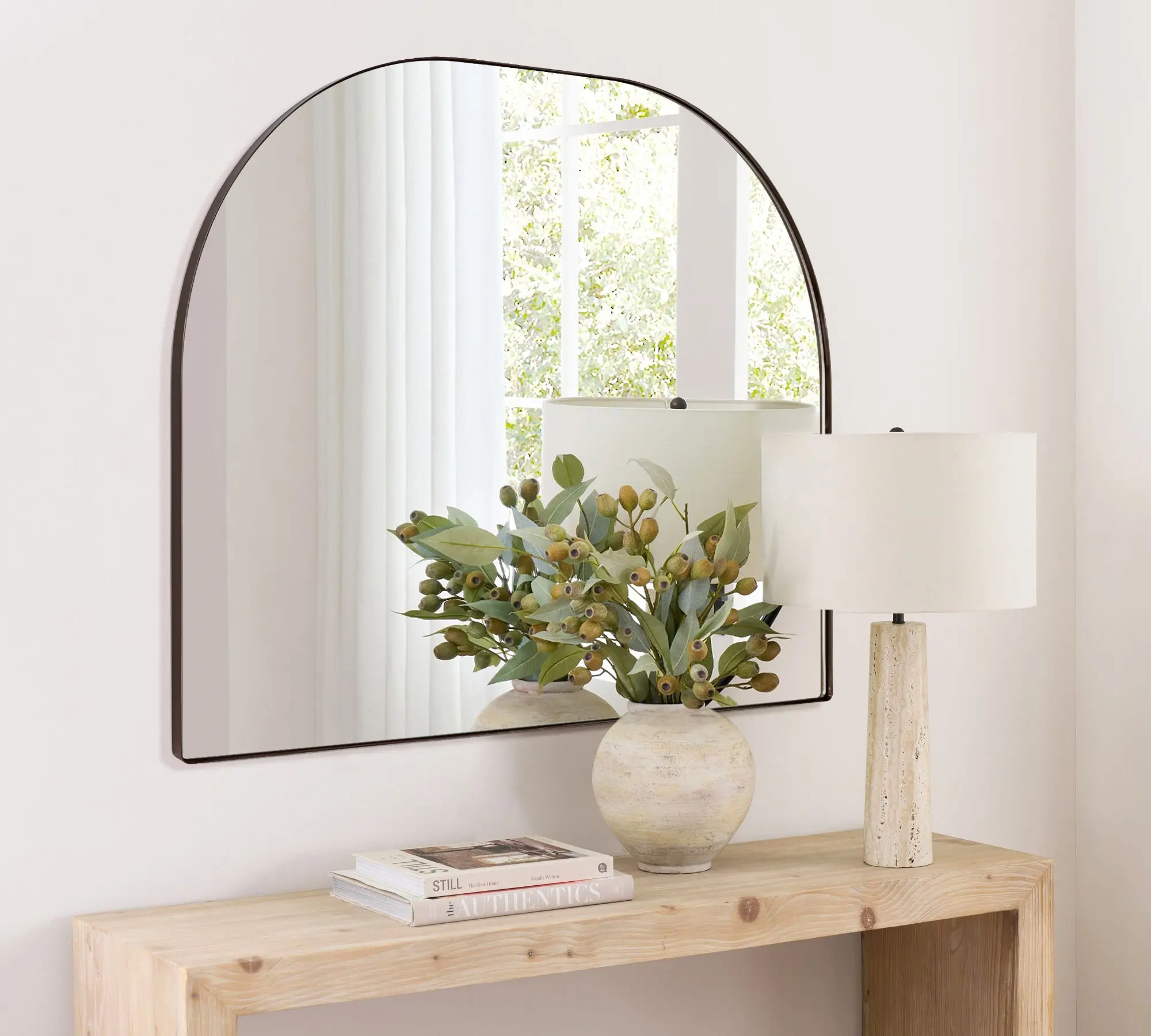 TEHOME Large Arched Top Metal Framed Wall Mirror for Mantel, Bathroom or Living Room,32x40 Inch, Multiple Colors