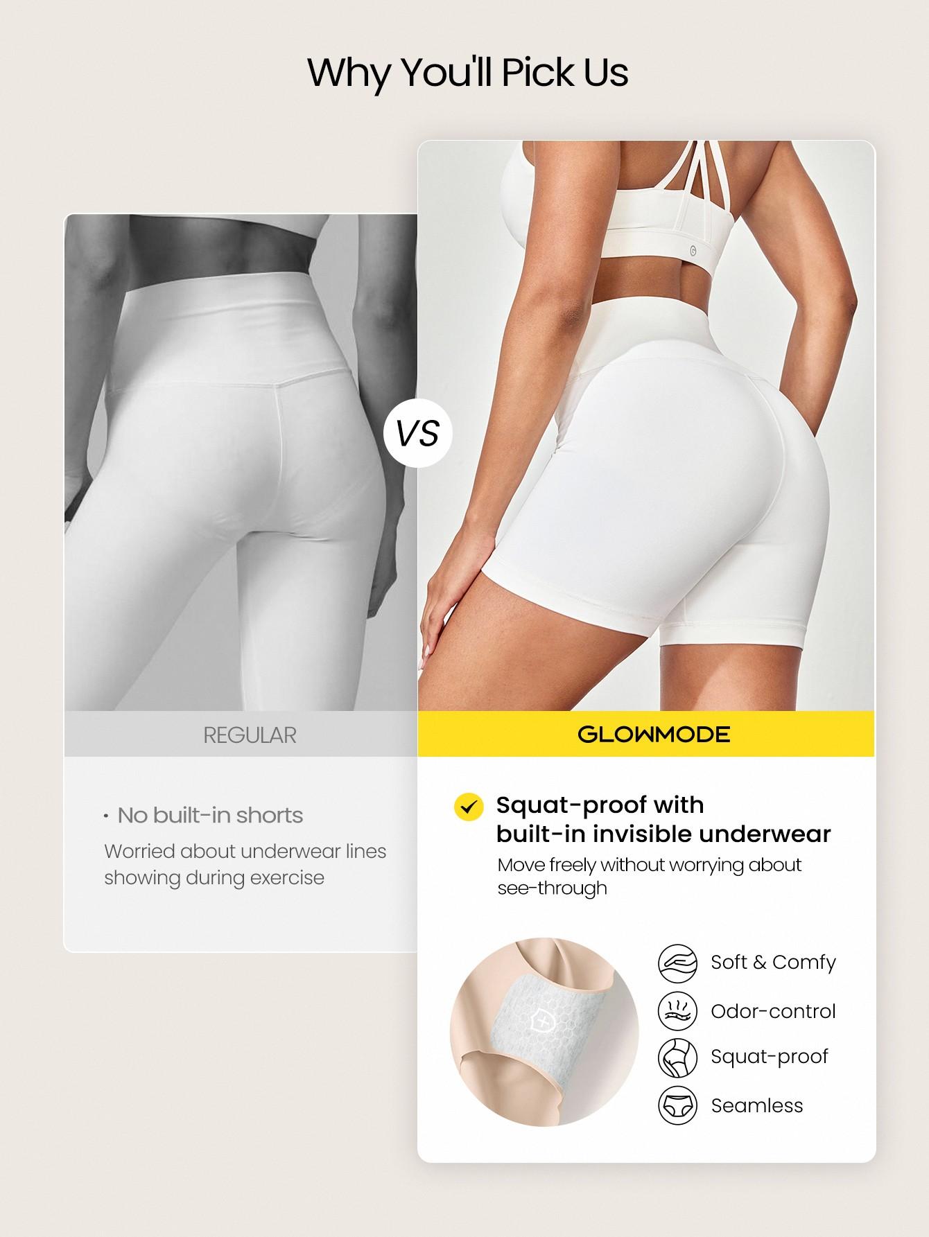 GLOWMODE 4.3" FeatherFit High-Rise Waist Shorts With Built-In Shorts Non-Slip Grips Low Impact Yoga Pilates Studio Daily Casual Wear TikTokShopBlackFriday