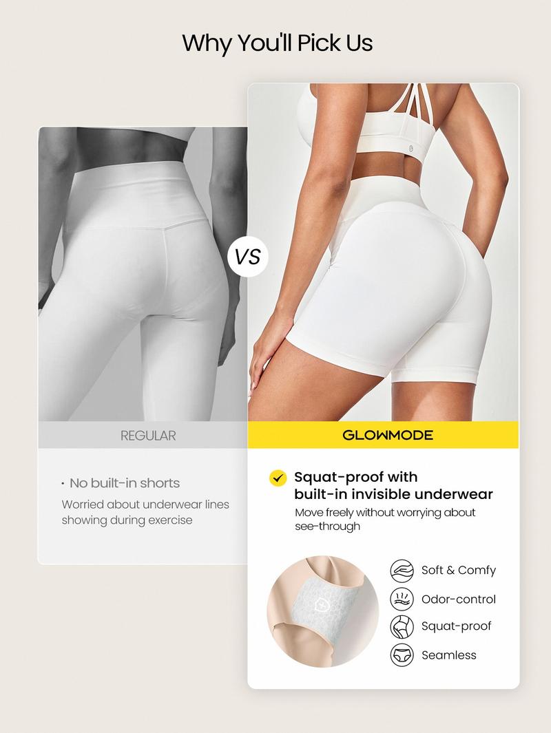 GLOWMODE 4.3" FeatherFit High-Rise Waist Shorts With Built-In Shorts Non-Slip Grips Low Impact Yoga Pilates Studio Daily Casual Wear TikTokShopBlackFriday