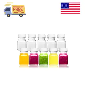 10pcs 2oz Plastic Shot Bottles with Caps - Ginger Shot