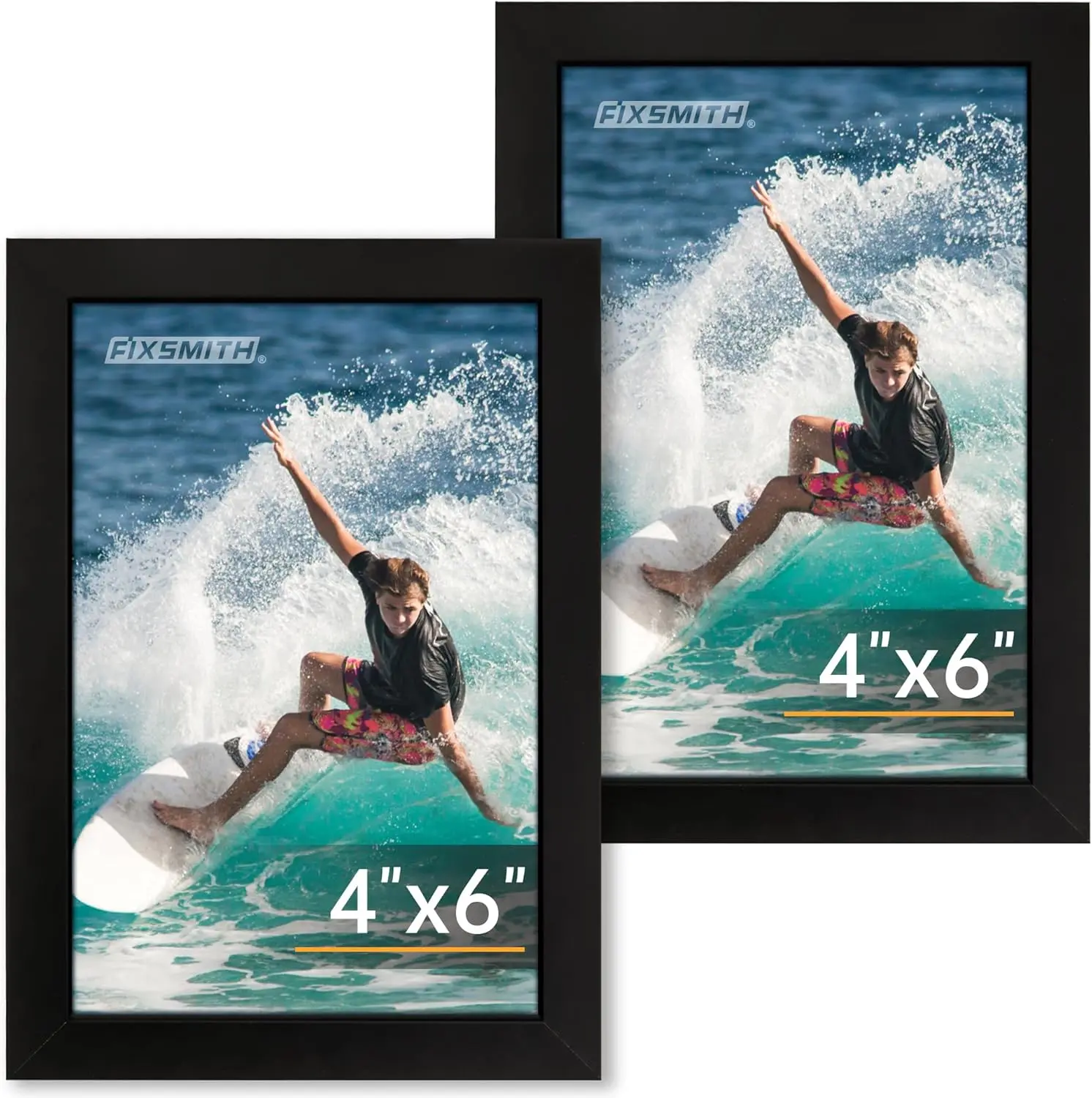 4x6 Picture Frame Set of 2, 4x6 Photo Frames with HD Plexiglass for Wall Hanging or Tabletop Display, Black
