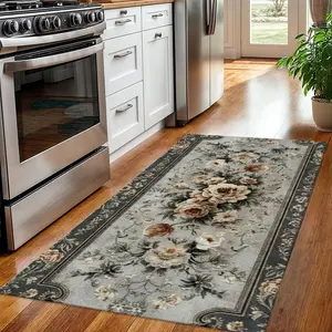 Elegant vintage rose floral pattern, Suitable for living rooms, bedrooms, and dining rooms, furniture decoration aesthetics, anti-slip rubber back