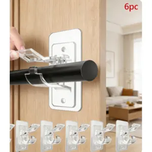 The hooks of these drill-free self-adhesive curtain rod brackets are easy to install on the wall. Wall Mounted Hook