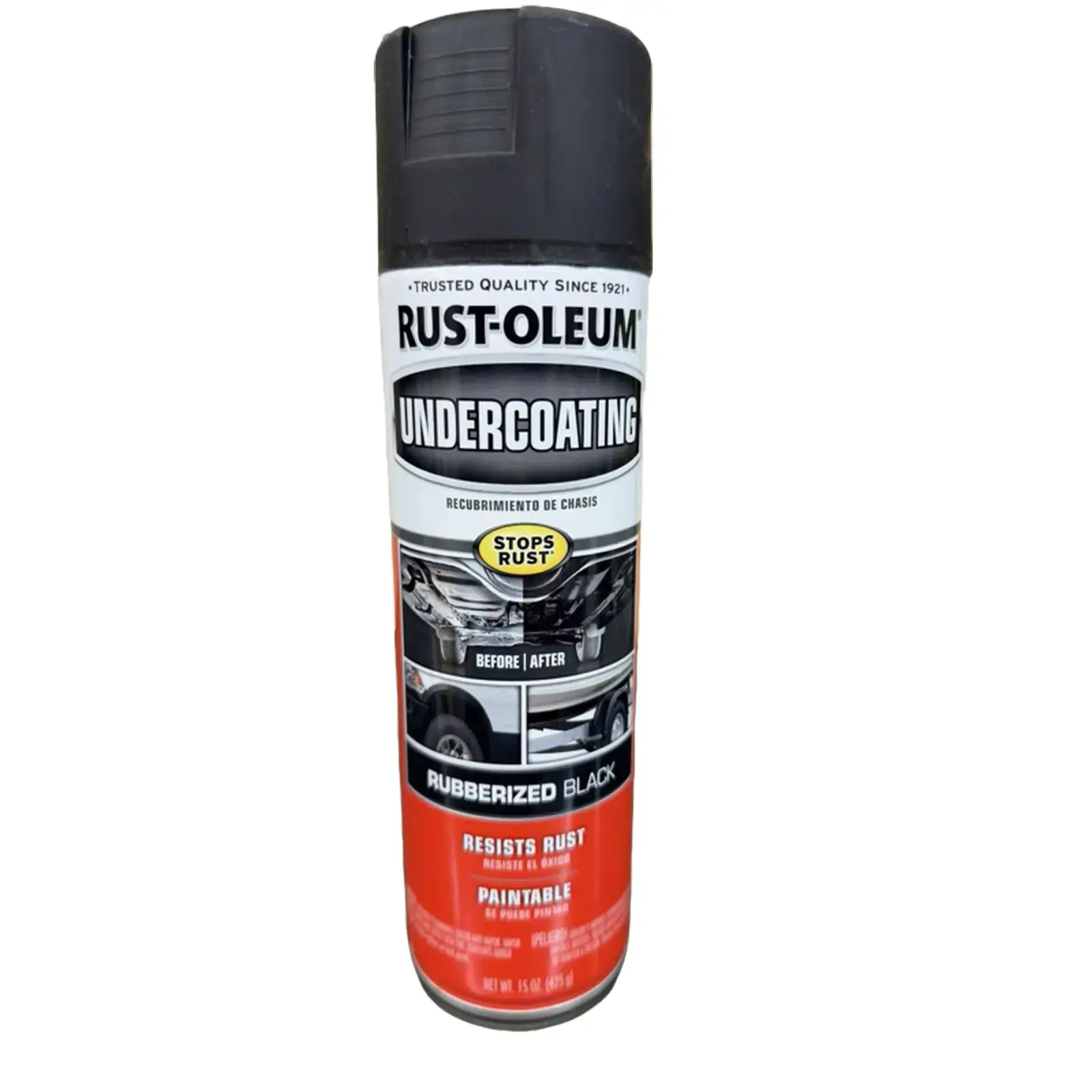 Rust-Oleum Rubberized Black Undercoating Aerosol Spray - 15oz Corrosion Guard, Rust Stopper, Paintable, Trusted Quality Since 1921, for Cars/Motorcycles