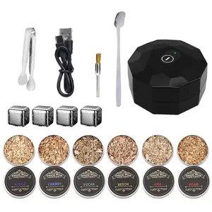 Electric Cocktail Smoker with 4 Stainless Steel Ice Stones + 1 Ice Clip, Perfect for Home Bar Use, High-Quality Smoking Accessories, Utensils