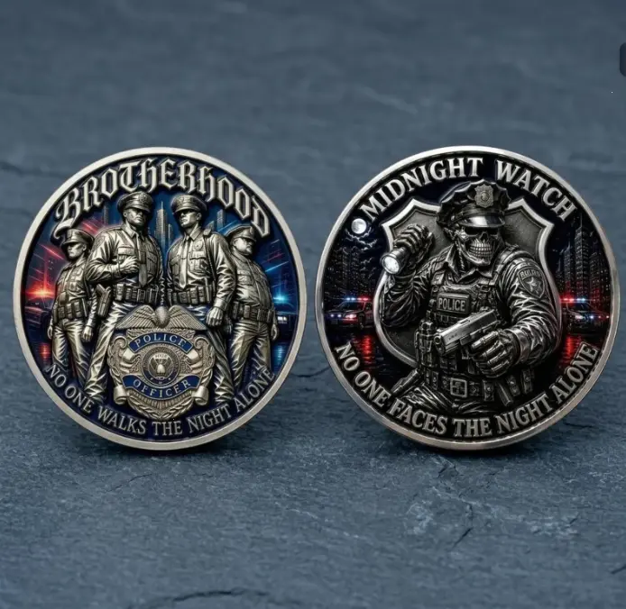 [25% OFF]  Police Brotherhood Challenge Coin, Law Enforcement Tribute Gift, Blue Line Commemorative Medallion