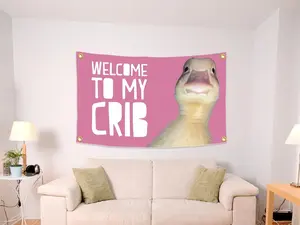 Pink Tapestry  Funny Poster Banner Wall Outdoor Hanging Flag With Brass Grommets    for College Dorm Room Decor