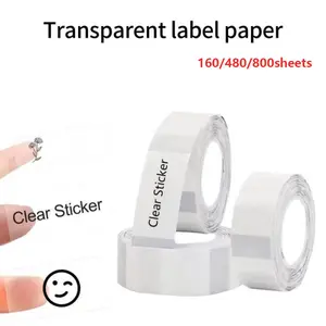800/480/160sheets transparent thermal printer stickers 14 * 40mm gift replacement set, tear resistant, waterproof, oil resistant, and scratch resistant, used for kitchen, school, storage, documents, addresses, offices, switch labels,