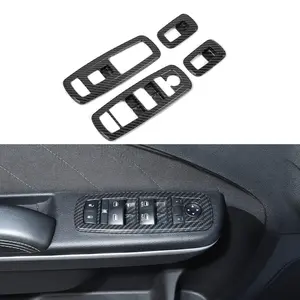 Window Lift Switch Power Window Control Regulator Button Embellishment Trim for 2011-2025 Dodge Charger Durango, for 2010-2017 RAM, Interior Accessories ABS ABS Carbon Fiber 4pcs