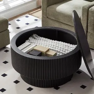 31.49-inch Wooden Round Living Room Coffee Table with Large-Capacity Storage Compartment Modern Handcrafted Coffee Table Ideal for Apartments Easy Assembly